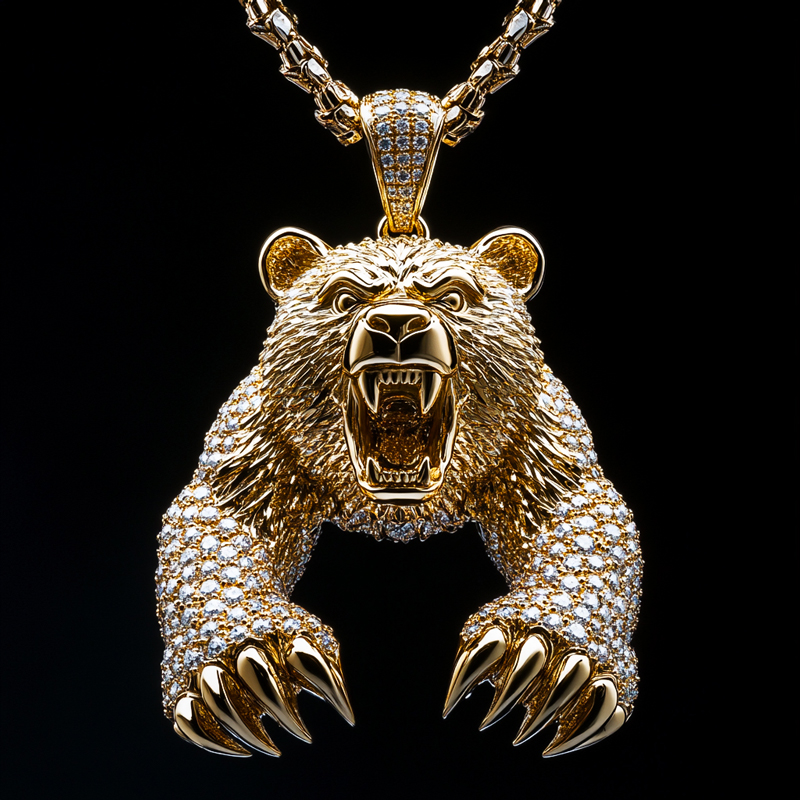 Iced Out Roaring Attacking Bear Pendant Moissanite With Street Luxury Shine - Image 3