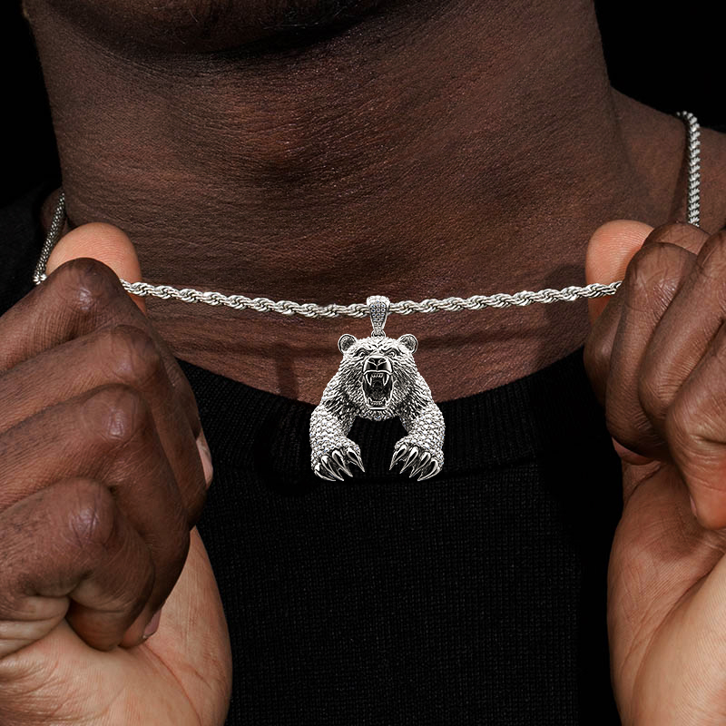 Iced Out Roaring Attacking Bear Pendant Moissanite With Street Luxury Shine - Image 4