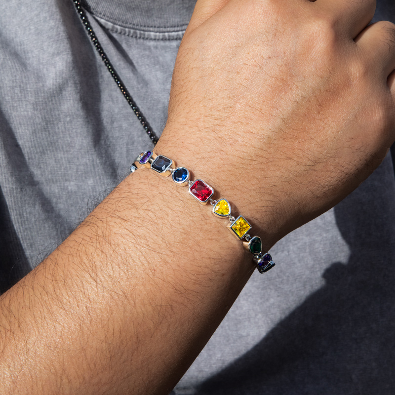 Multicolored And Mixed Shape Diamond Bracelet With Iced Out Shine - Image 6
