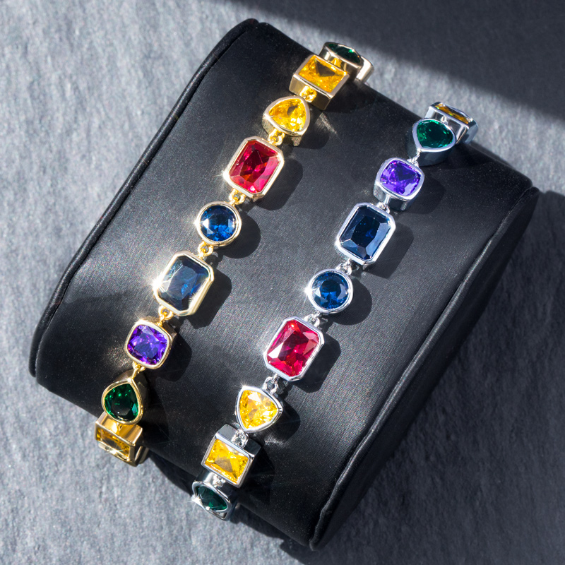 Multicolored And Mixed Shape Diamond Bracelet With Iced Out Shine - Image 7