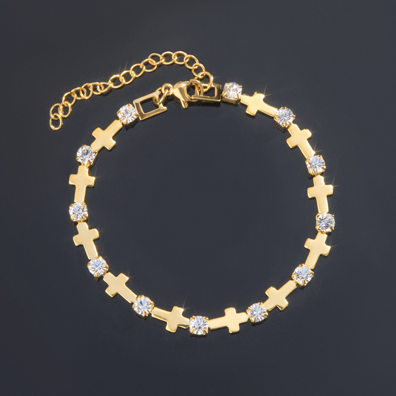 Diamond Cross Bracelet In Gold Iced Out Shine With Street Luxury - Image 3