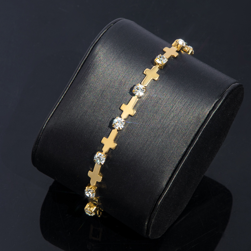 Diamond Cross Bracelet In Gold Iced Out Shine With Street Luxury - Image 4