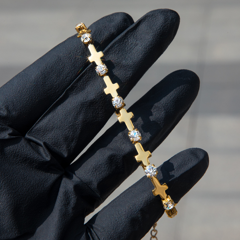Diamond Cross Bracelet In Gold Iced Out Shine With Street Luxury - Image 7