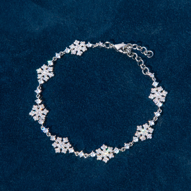 10mm 7 Snowflake Link Bracelet In White Gold With Street Luxury Shine - Image 3