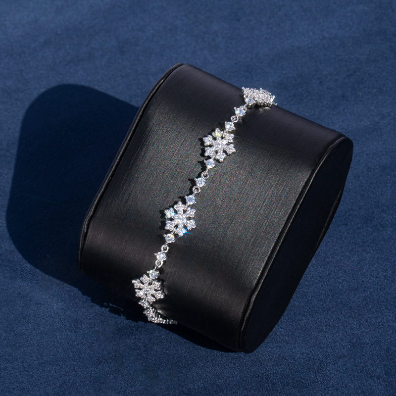 10mm 7 Snowflake Link Bracelet In White Gold With Street Luxury Shine - Image 4