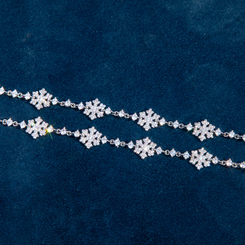 10mm 7 Snowflake Link Bracelet In White Gold With Street Luxury Shine - Image 5