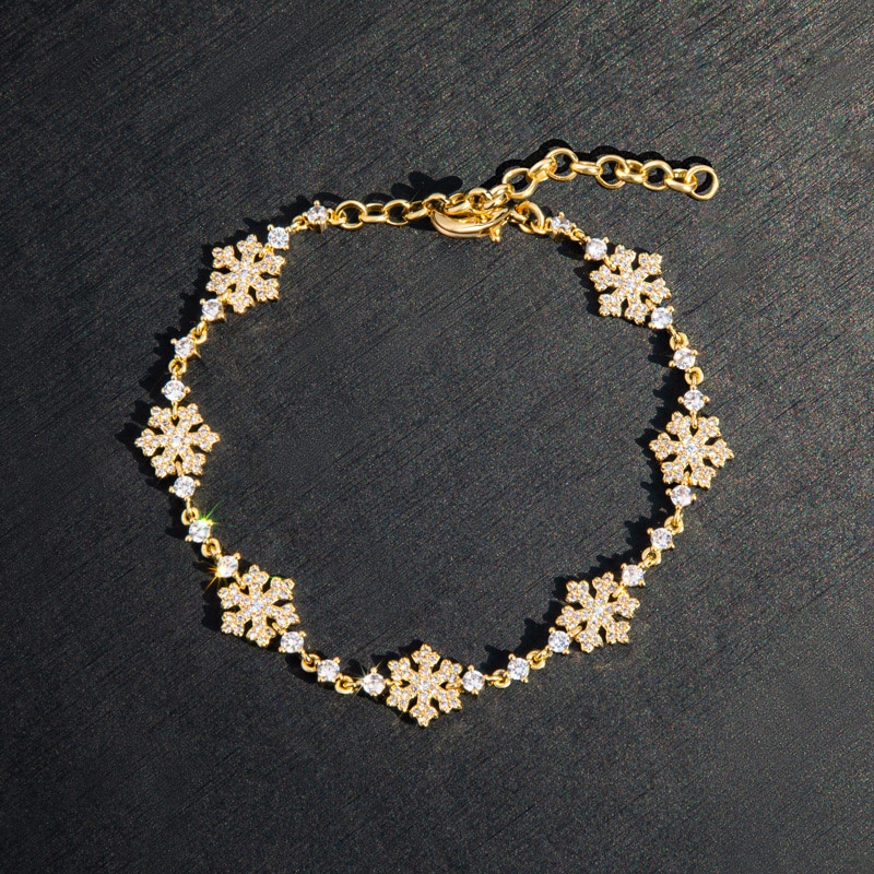 10mm 7 Snowflake Link Bracelet In Gold With Street Luxury Shine - Image 3