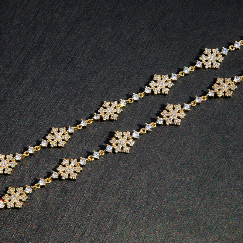 10mm 7 Snowflake Link Bracelet In Gold With Street Luxury Shine - Image 5