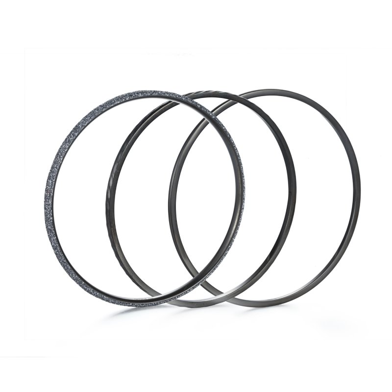 Black And Grey 3pcs Stacking Stainless Steel Bangle Bracelet - Image 5