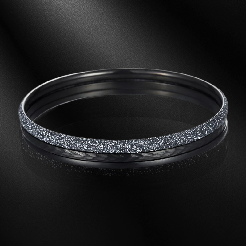 Black And Grey 3pcs Stacking Stainless Steel Bangle Bracelet