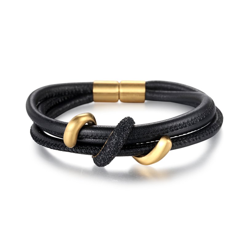 Gold And Black Stardust Wrap Leather Bracelet With Street Luxury Shine - Image 6