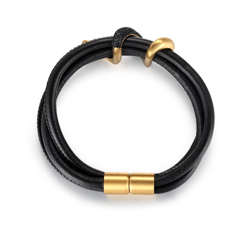 Gold And Black Stardust Wrap Leather Bracelet With Street Luxury Shine - Image 7