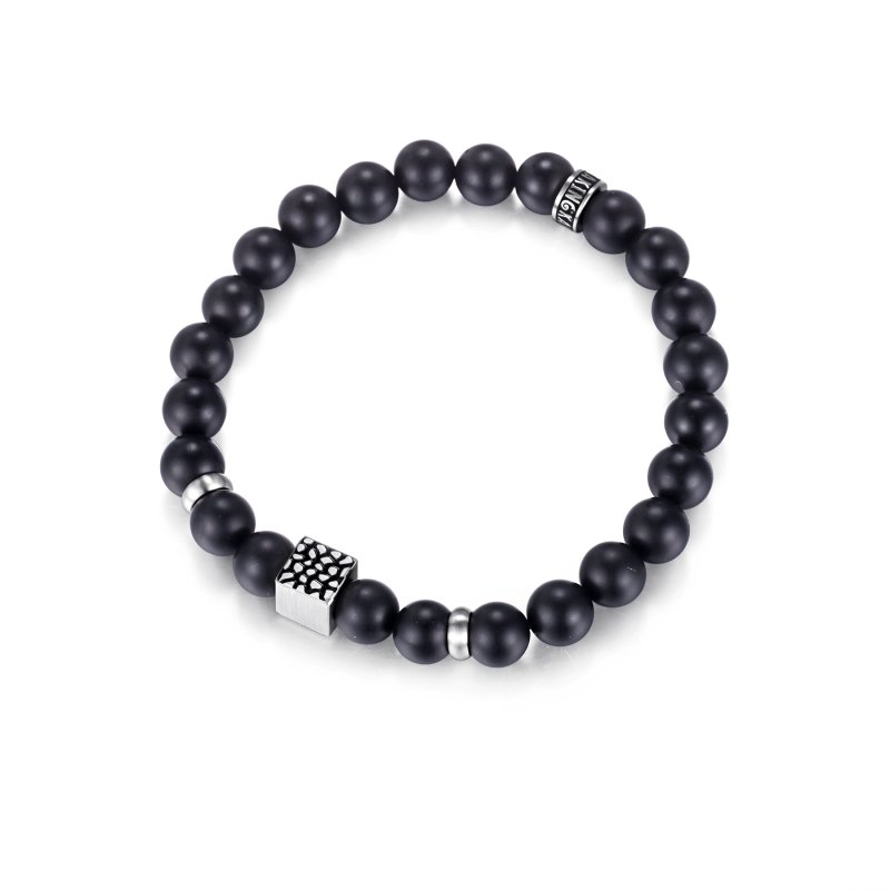 Reptile Cube Black Onyx Bead Bracelet Silver With Street Luxury Shine - Image 5