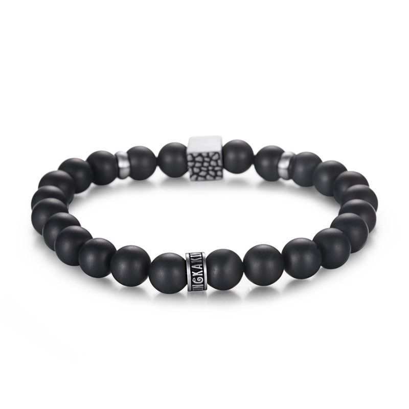 Reptile Cube Black Onyx Bead Bracelet Silver With Street Luxury Shine - Image 6