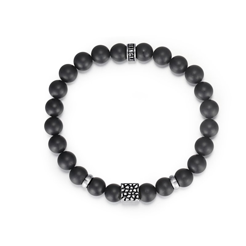 Reptile Cube Black Onyx Bead Bracelet Silver With Street Luxury Shine - Image 7