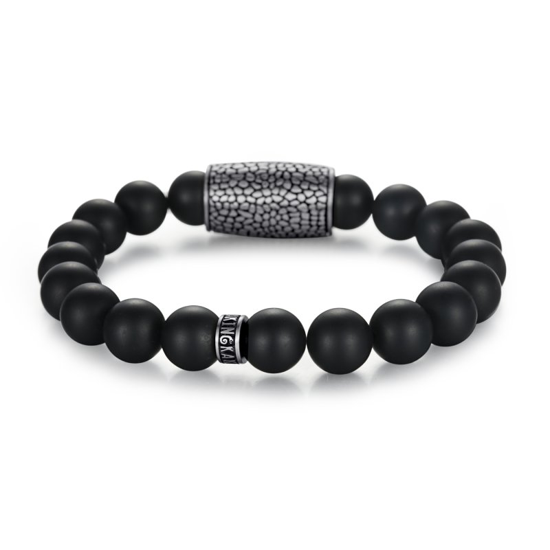 Reptile Tube Black Onyx Bead Bracelet Silver With Street Luxury Shine - Image 4