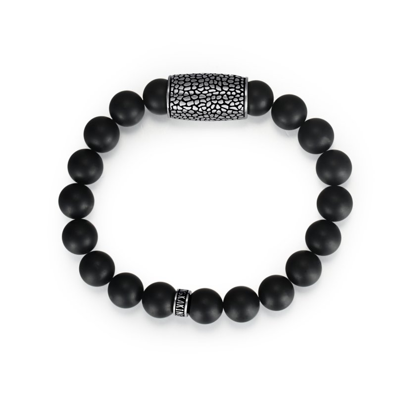Reptile Tube Black Onyx Bead Bracelet Silver With Street Luxury Shine - Image 5