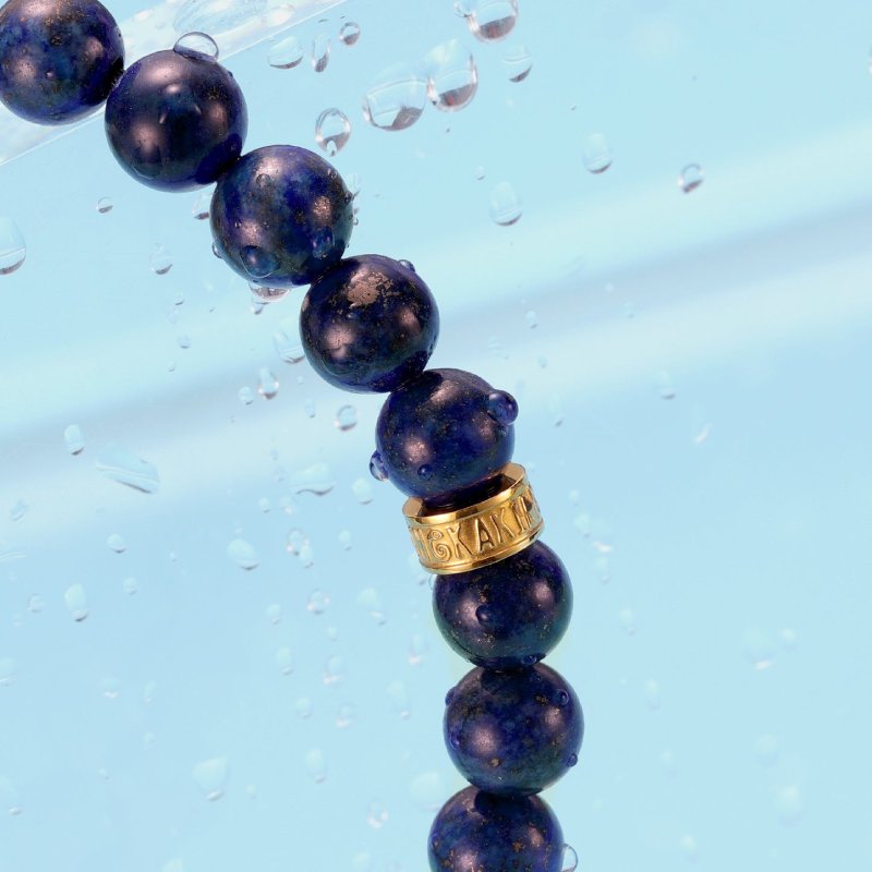Gold Earth Lapis Stone Beads Bracelet Gold Shine With Street Luxury - Image 5