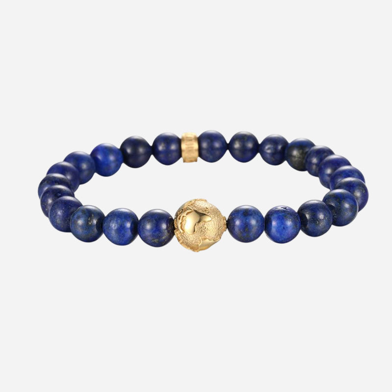 Gold Earth Lapis Stone Beads Bracelet Gold Shine With Street Luxury