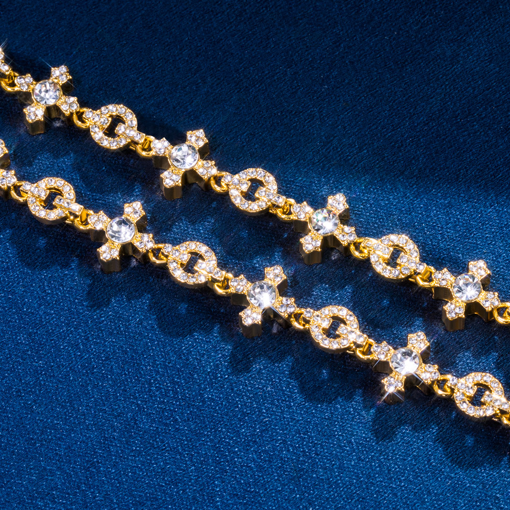 Iced Out Circle And Cross Bracelet In Gold With Street Luxury Shine - Image 4