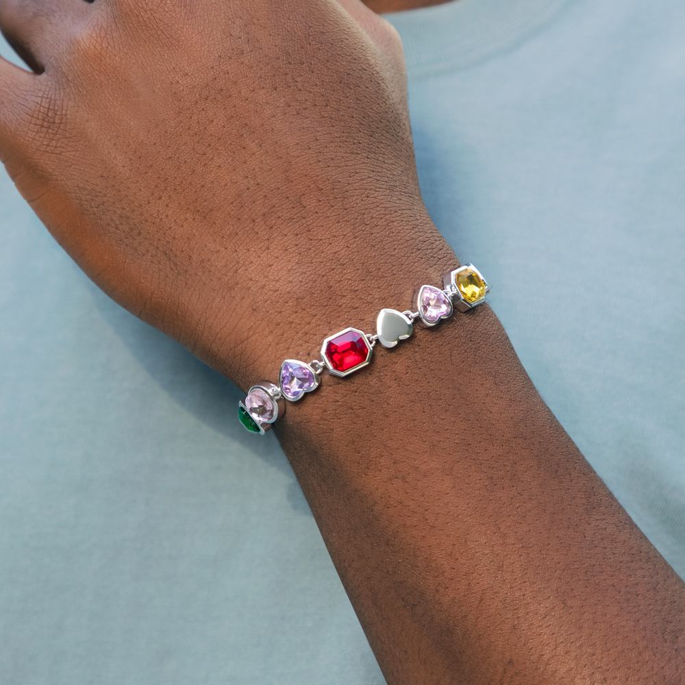 10mm Multi-color Diamonds Bracelet In White Gold With Street Luxury Shine - Image 3