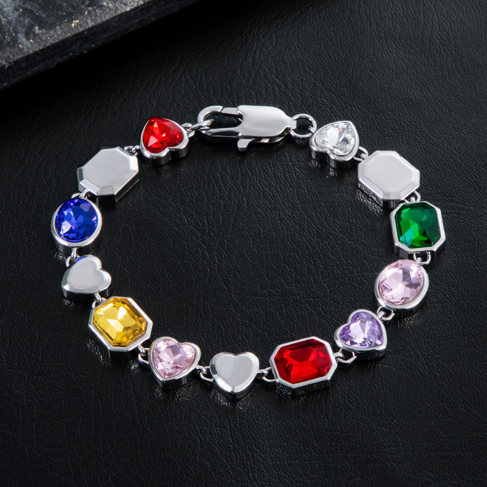 10mm Multi-color Diamonds Bracelet In White Gold With Street Luxury Shine - Image 4