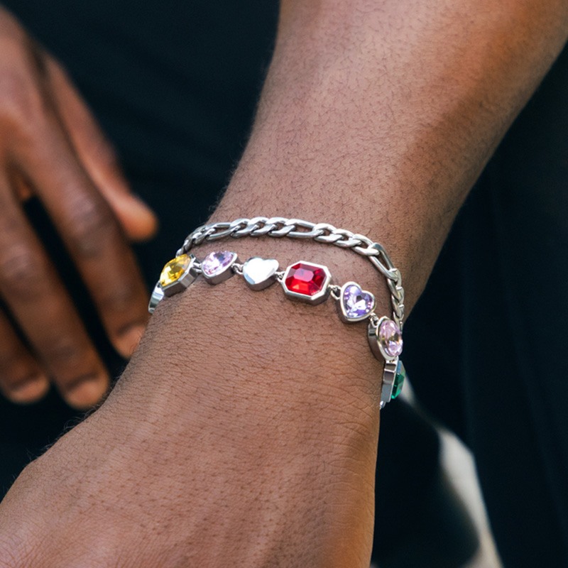 10mm Multi-color Diamonds Bracelet In White Gold With Street Luxury Shine - Image 5