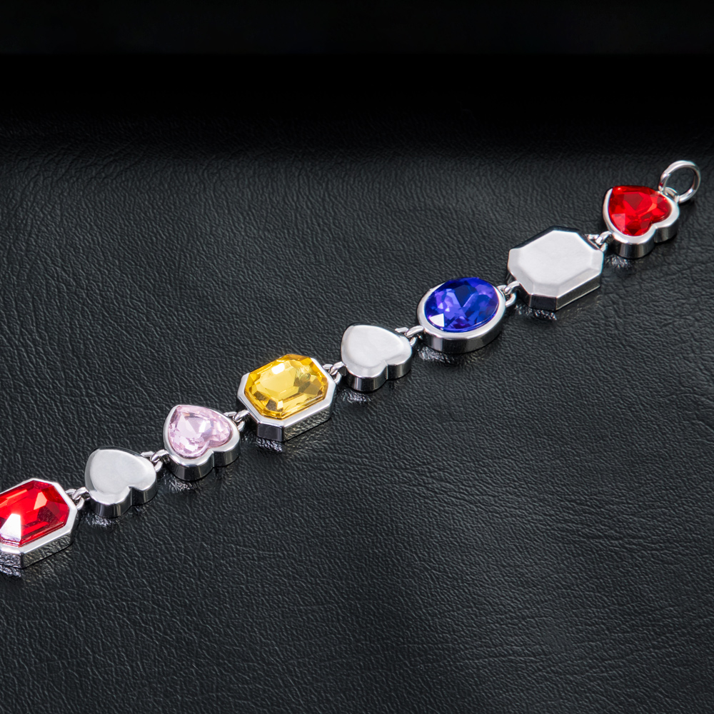 10mm Multi-color Diamonds Bracelet In White Gold With Street Luxury Shine - Image 6