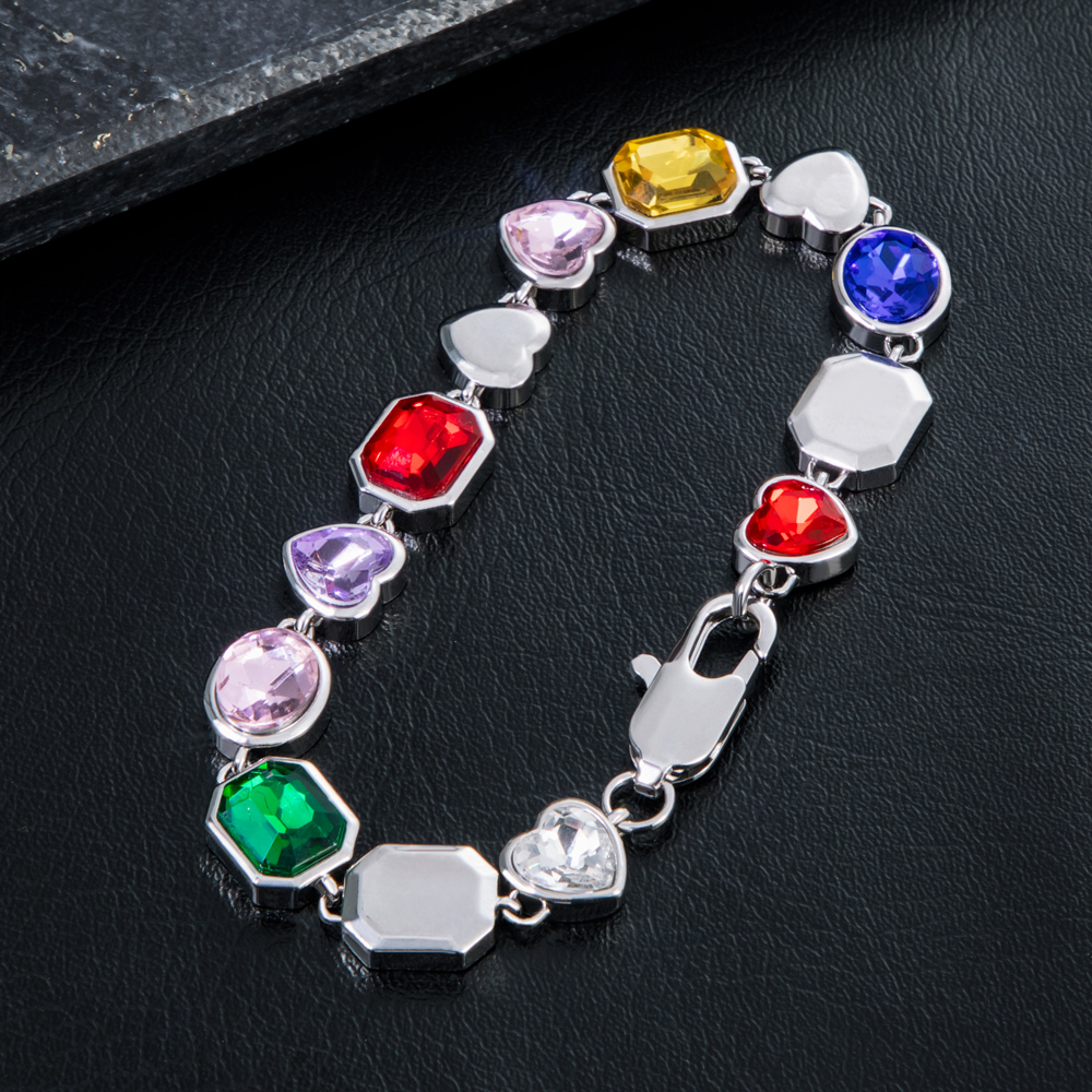 10mm Multi-color Diamonds Bracelet In White Gold With Street Luxury Shine - Image 7