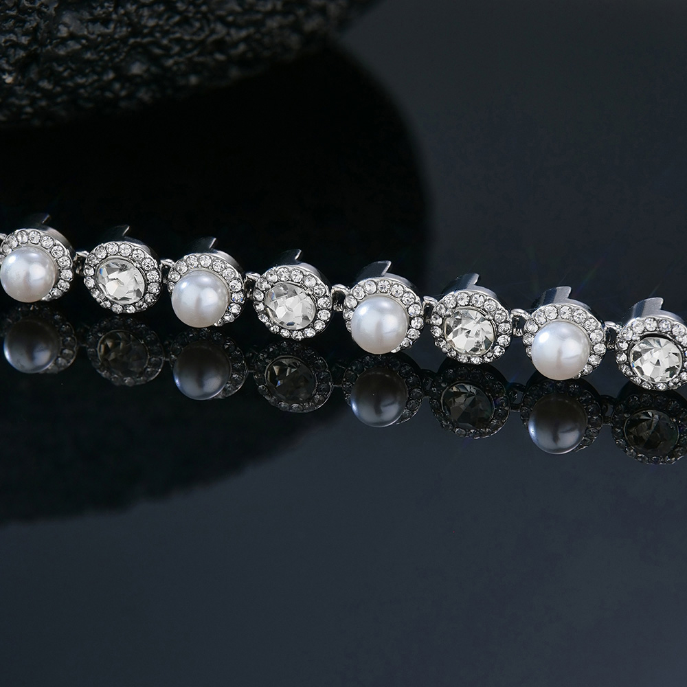 8mm Pearls Tennis Bracelet In White Gold Iced Out Shine With Street Luxury - Image 4