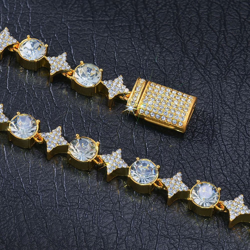 8mm Iced Out Quadrangular Star Bracelet In Gold With Street Luxury Shine - Image 4