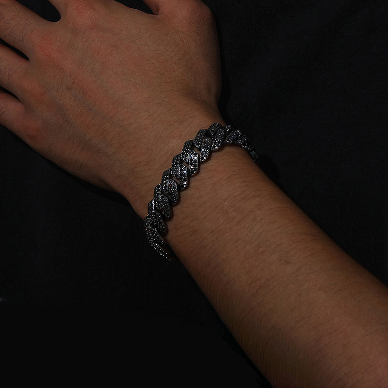 14mm Iced Out Miami Cuban Bracelet In Black Gold With Street Luxury Shine - Image 4