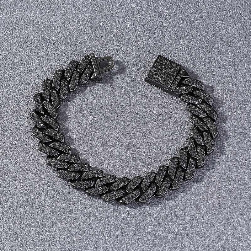 14mm Iced Out Miami Cuban Bracelet In Black Gold With Street Luxury Shine