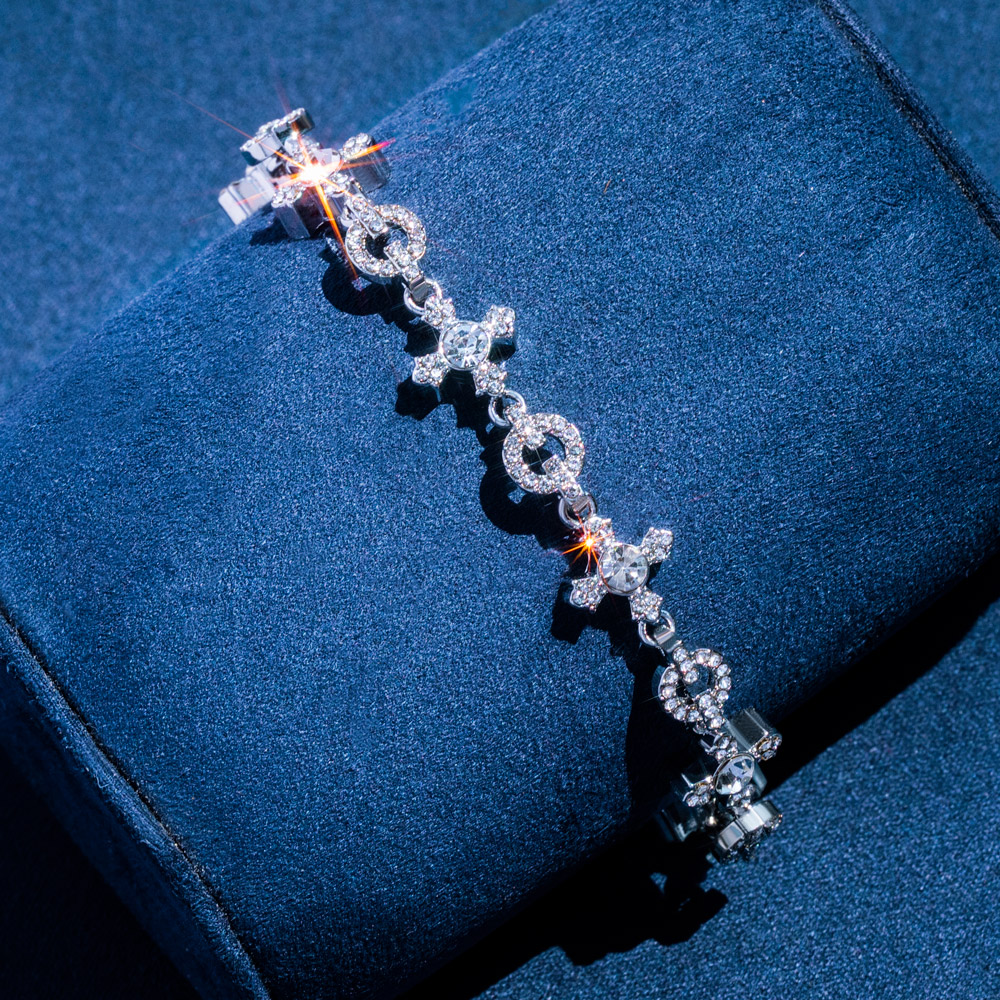 Iced Out Circle And Cross Bracelet In White Gold With Street Luxury Shine - Image 4