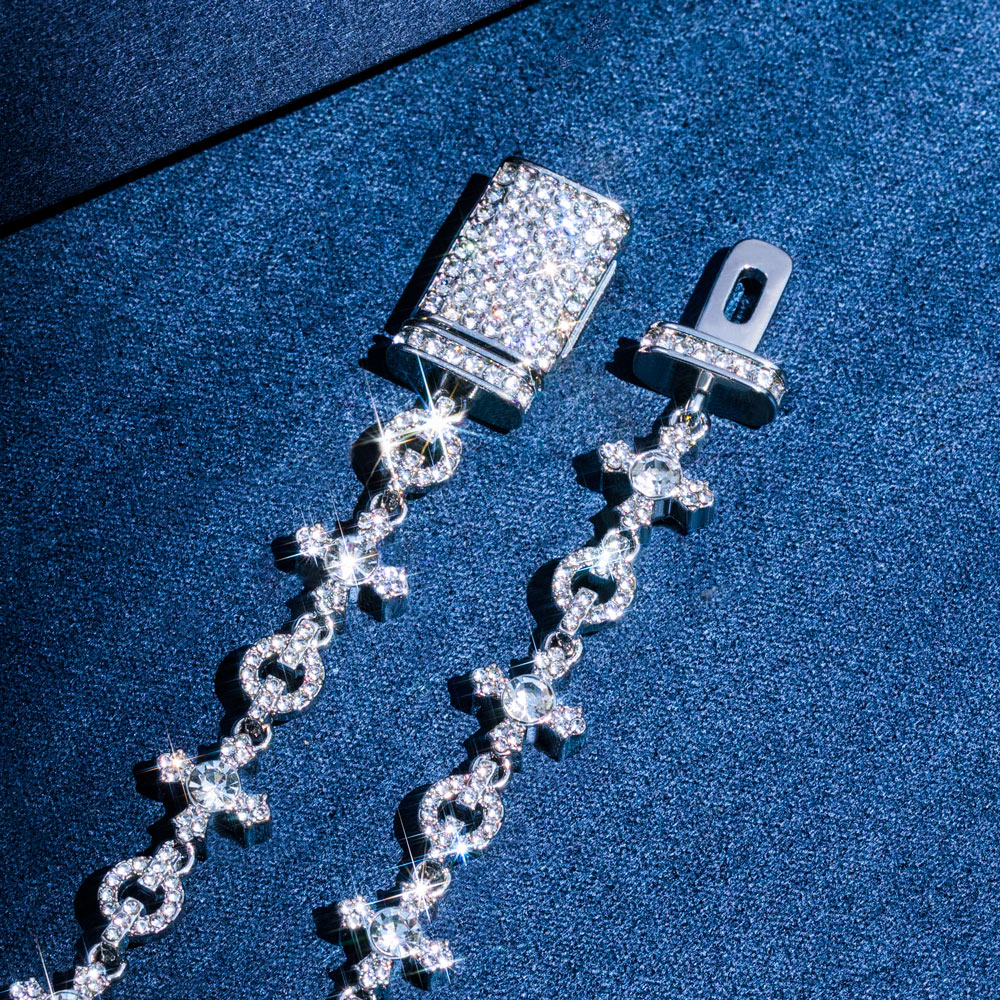 Iced Out Circle And Cross Bracelet In White Gold With Street Luxury Shine - Image 6