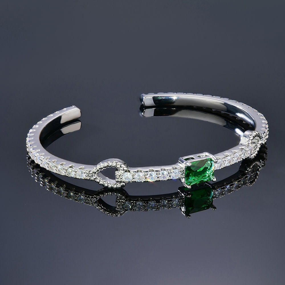 Emerald Knot Open Bangle Bracelet Bold Statement Style With Street Luxury - Image 3