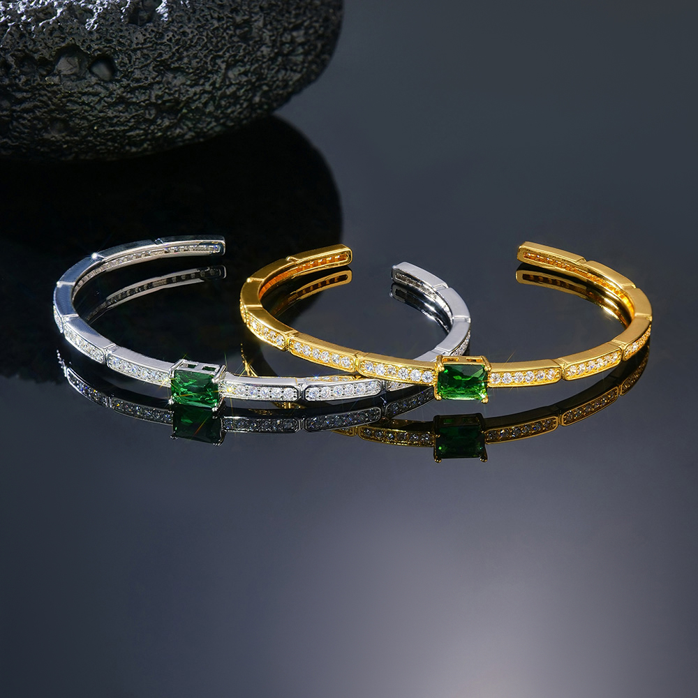 Emerald Knot Open Bangle Bracelet Bold Statement Style With Street Luxury - Image 4