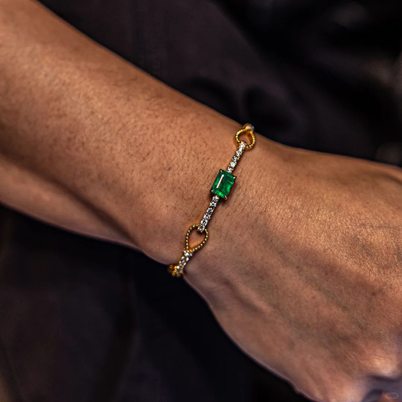 Emerald Knot Open Bangle Bracelet Bold Statement Style With Street Luxury - Image 6