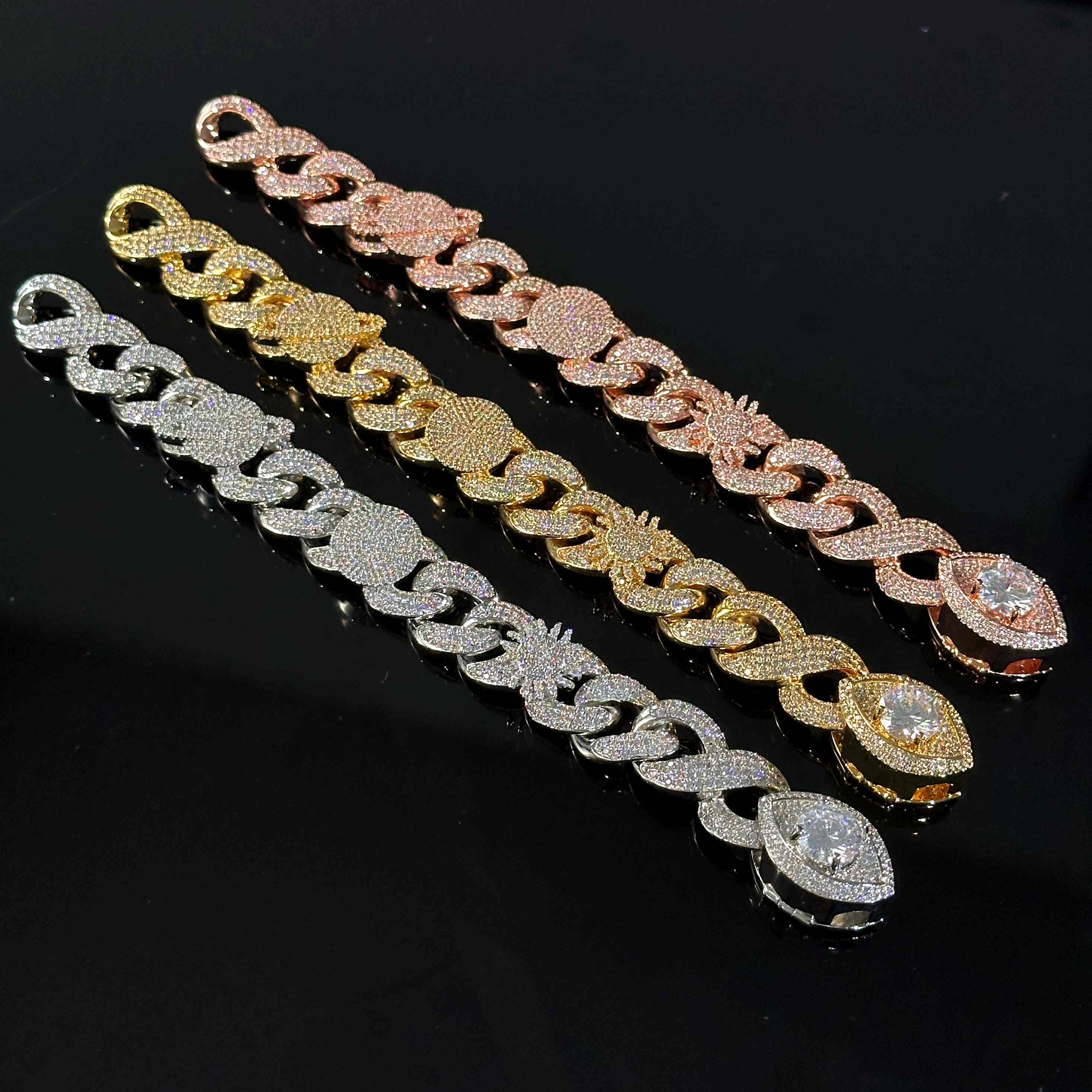 Iced Out Devil Eye Various Planets Cuban Bracelet With Street Luxury Shine - Image 6