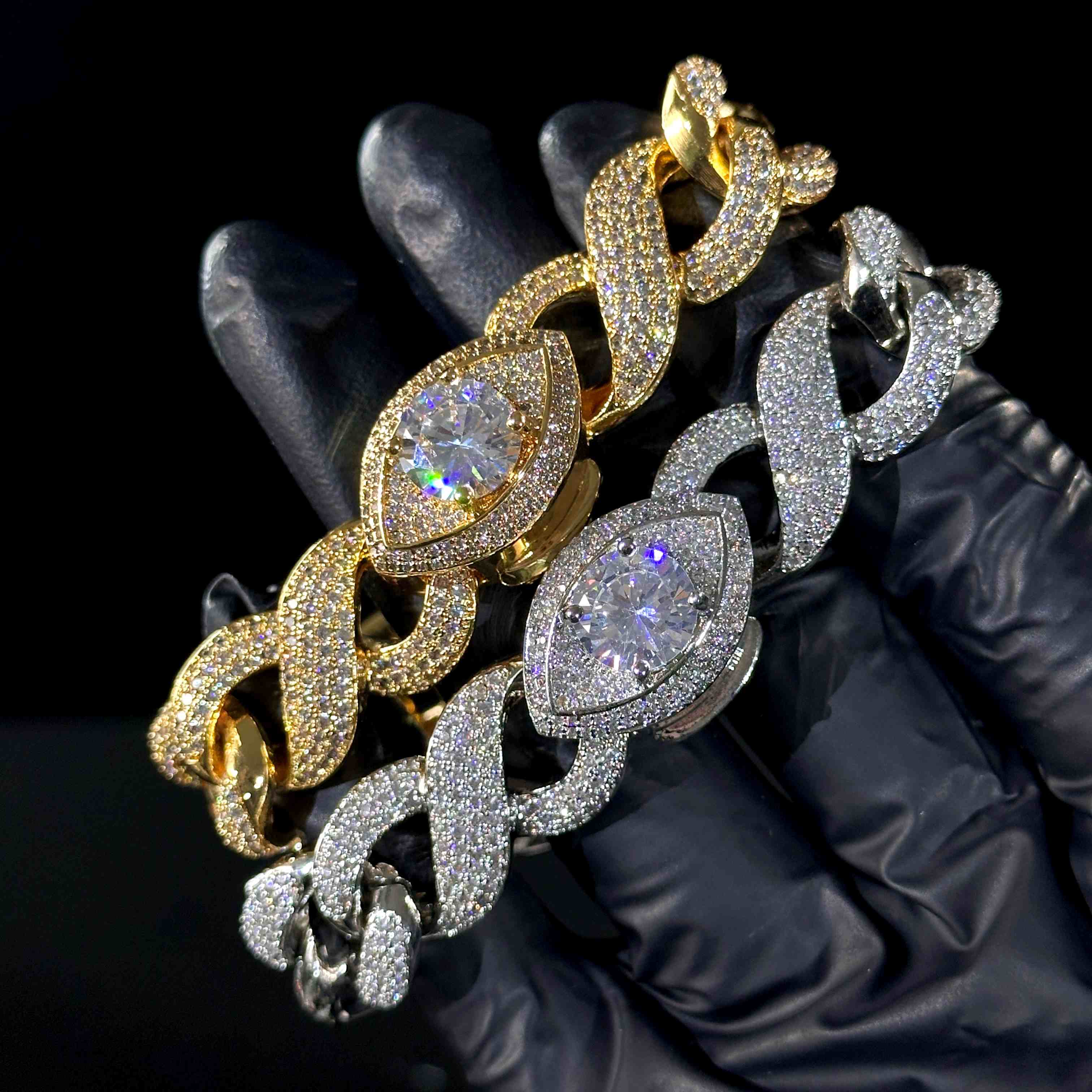 Iced Out Devil Eye Various Planets Cuban Bracelet With Street Luxury Shine - Image 9