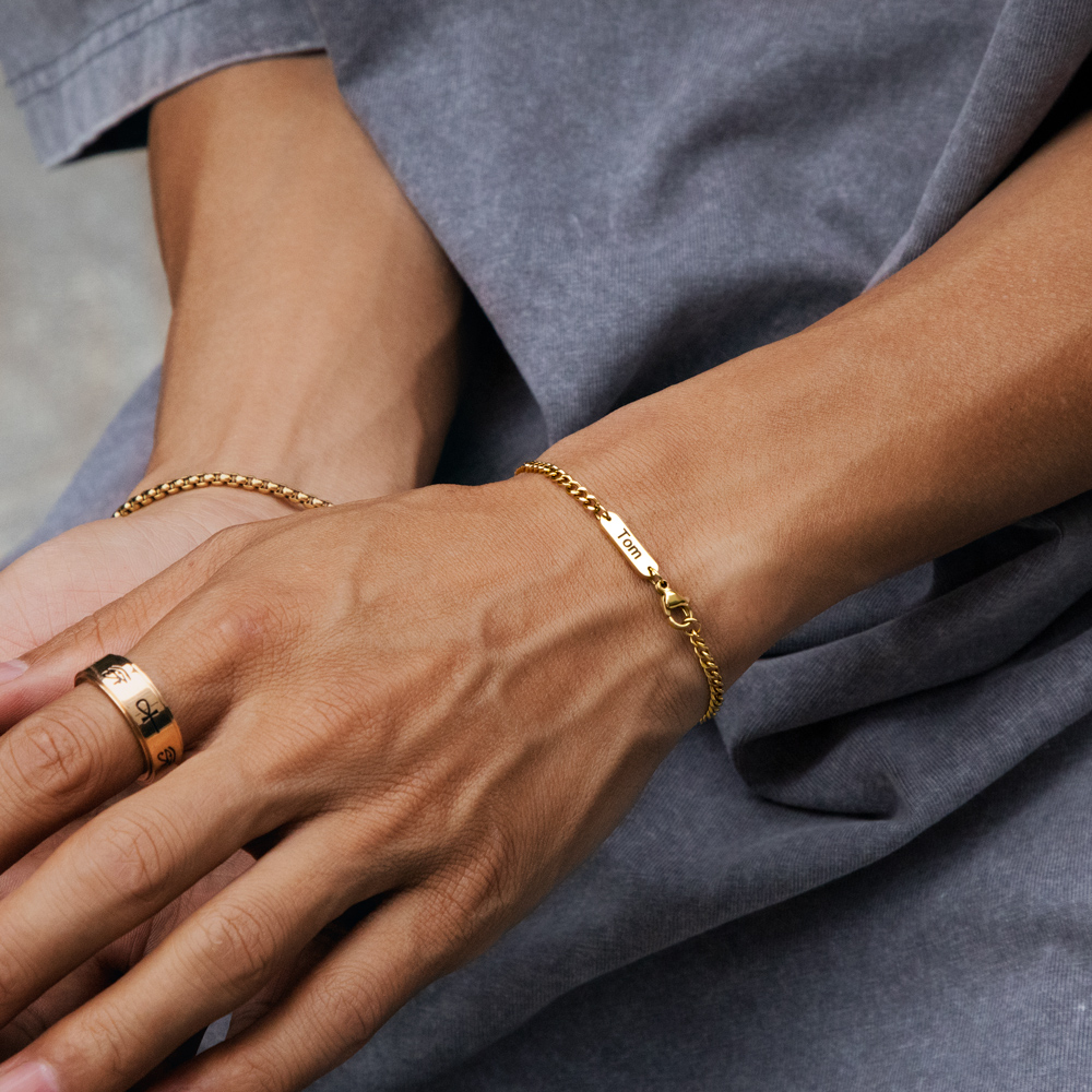 3mm Custom Name Cuban Bracelet In Gold Gold Shine With Street Luxury - Image 3