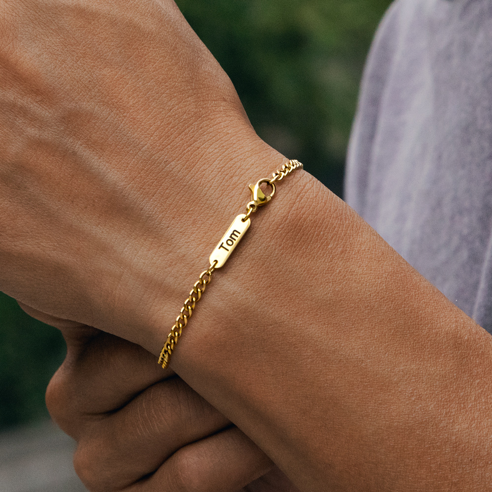 3mm Custom Name Cuban Bracelet In Gold Gold Shine With Street Luxury