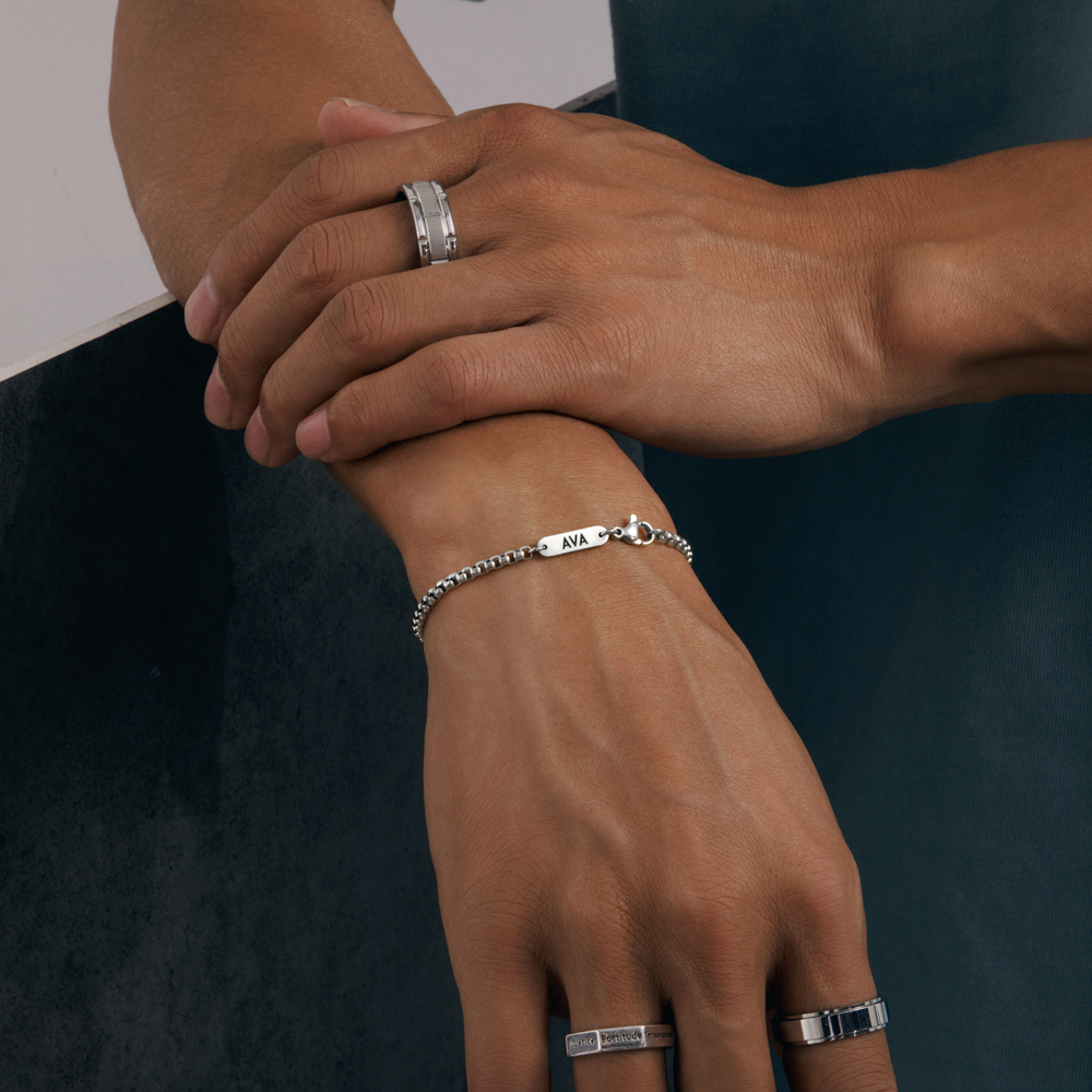 3mm Custom Name Stainless Steel Round Box Bracelet With Street Luxury Shine - Image 3