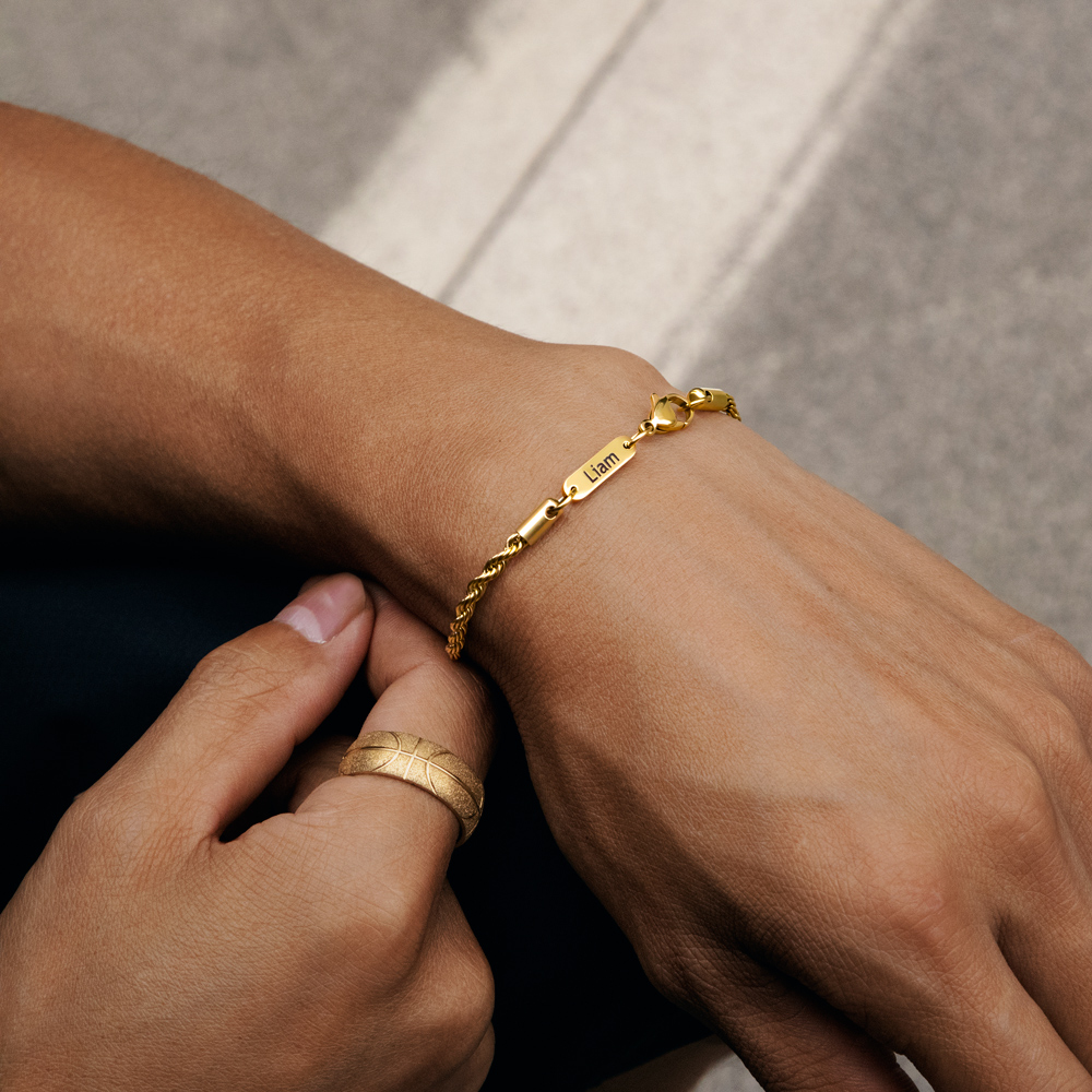3mm Custom Name Rope Bracelet In Gold Made For Bold Statement Looks - Image 3