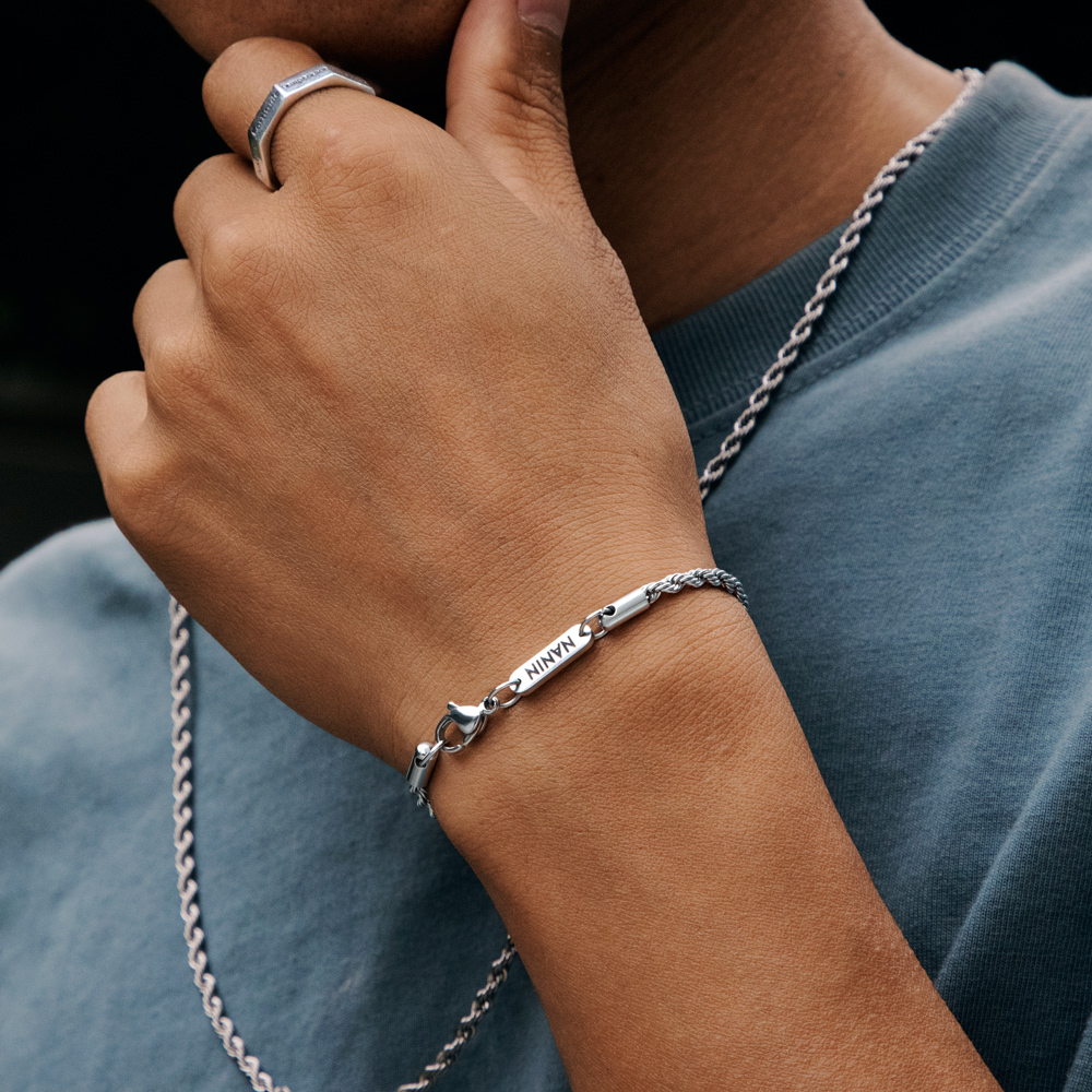 3mm Custom Name Stainless Steel Rope Bracelet With Street Luxury Shine