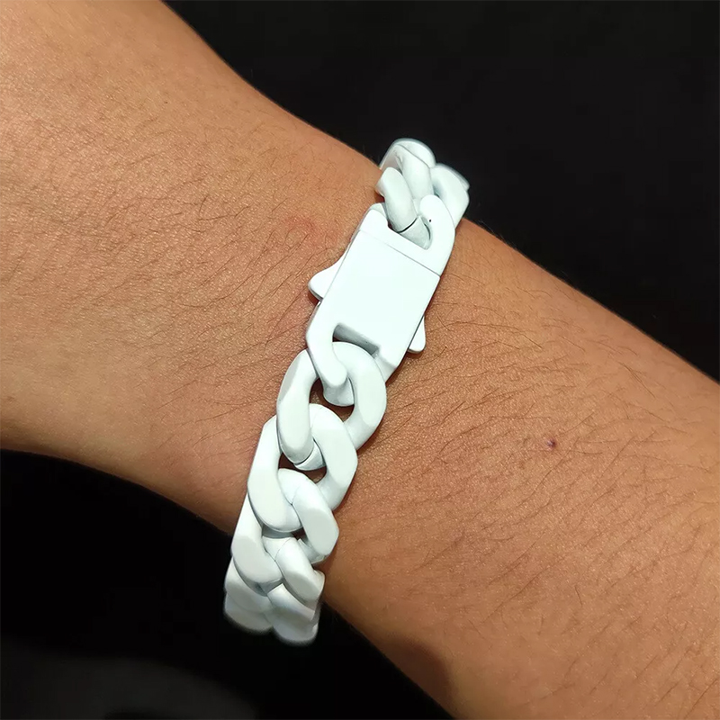 13mm Colorful Cuban Link Bracelet For Men Silver With Street Luxury Shine - Image 6