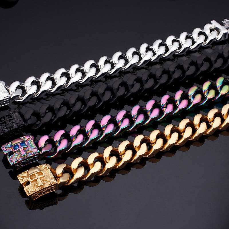 20mm Skull Clasp Cuban Bracelet Bold Statement Style With Street Luxury - Image 4