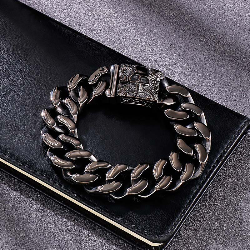 20mm Skull Clasp Cuban Bracelet Bold Statement Style With Street Luxury - Image 5