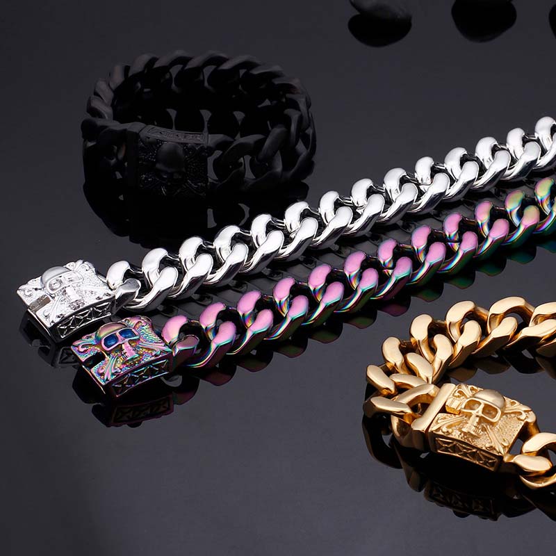 20mm Skull Clasp Cuban Bracelet Bold Statement Style With Street Luxury - Image 7