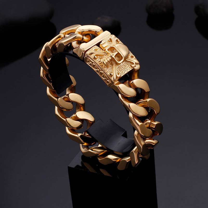 20mm Skull Clasp Cuban Bracelet Bold Statement Style With Street Luxury